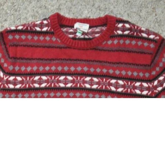 Mens Christmas Sweater Dockers Red Fairisle Large Long Sleeve Crew Cotton - Picture 3 of 4